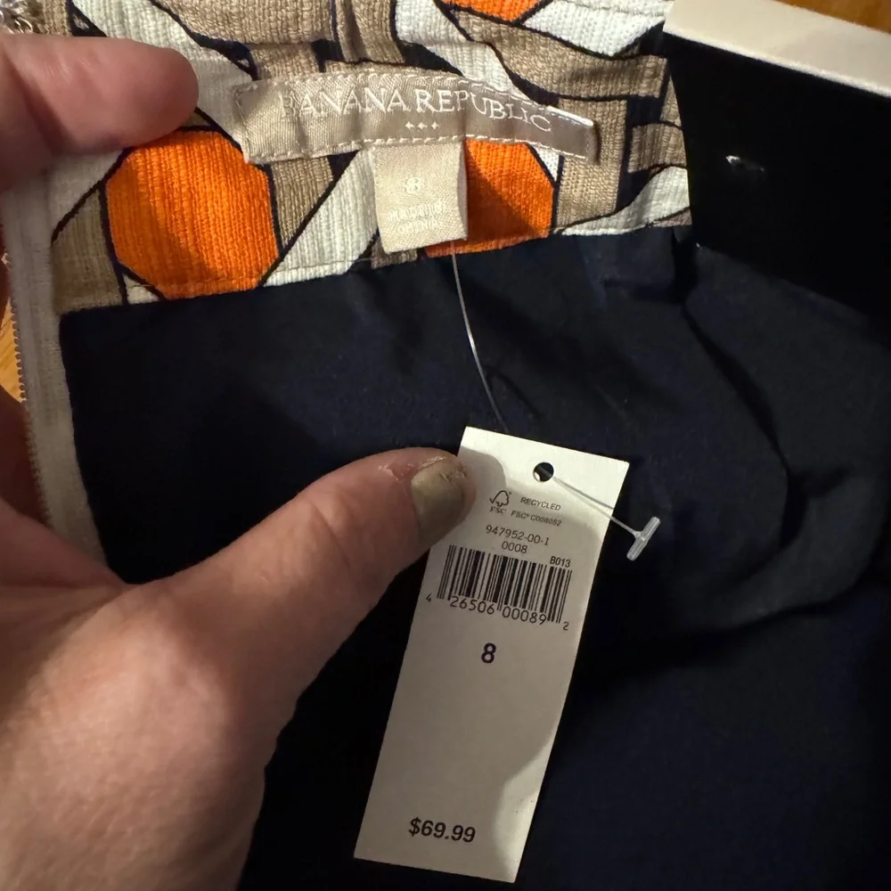 Banana republic Geometric Orange and Brown pencil Skirt - Picture 6 of 10